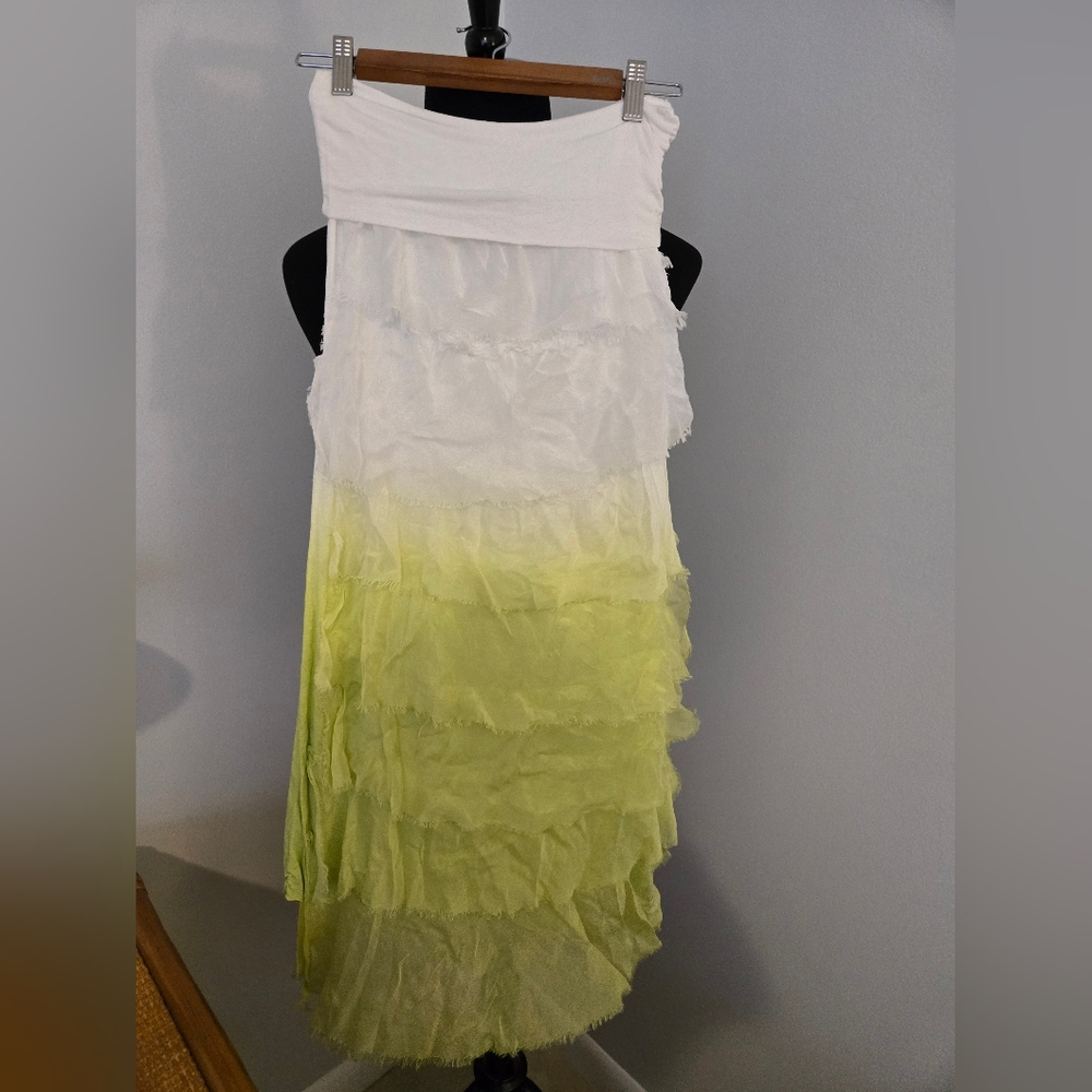 Lime ombre flutter maxi skirt.  Made in Italy.